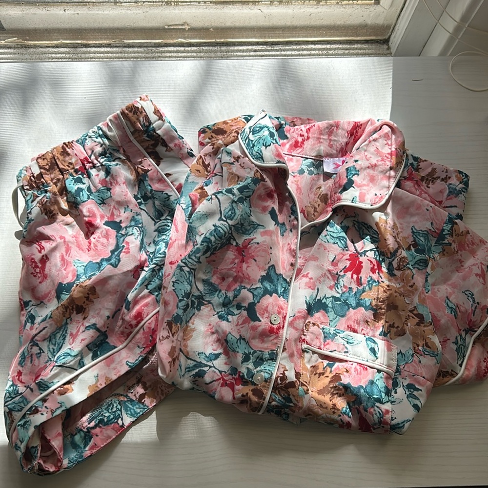 Buddy Love Floral Pajama Set - Pink and Blue